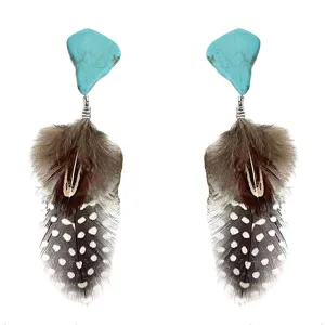 The Dutton Turquoise Feather Fashion Earrings