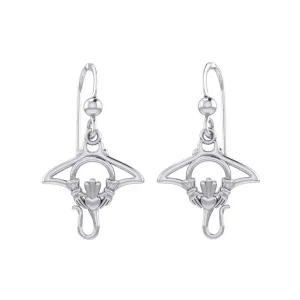 The Manta Ray Silver Earrings with Claddagh Symbol TER2167