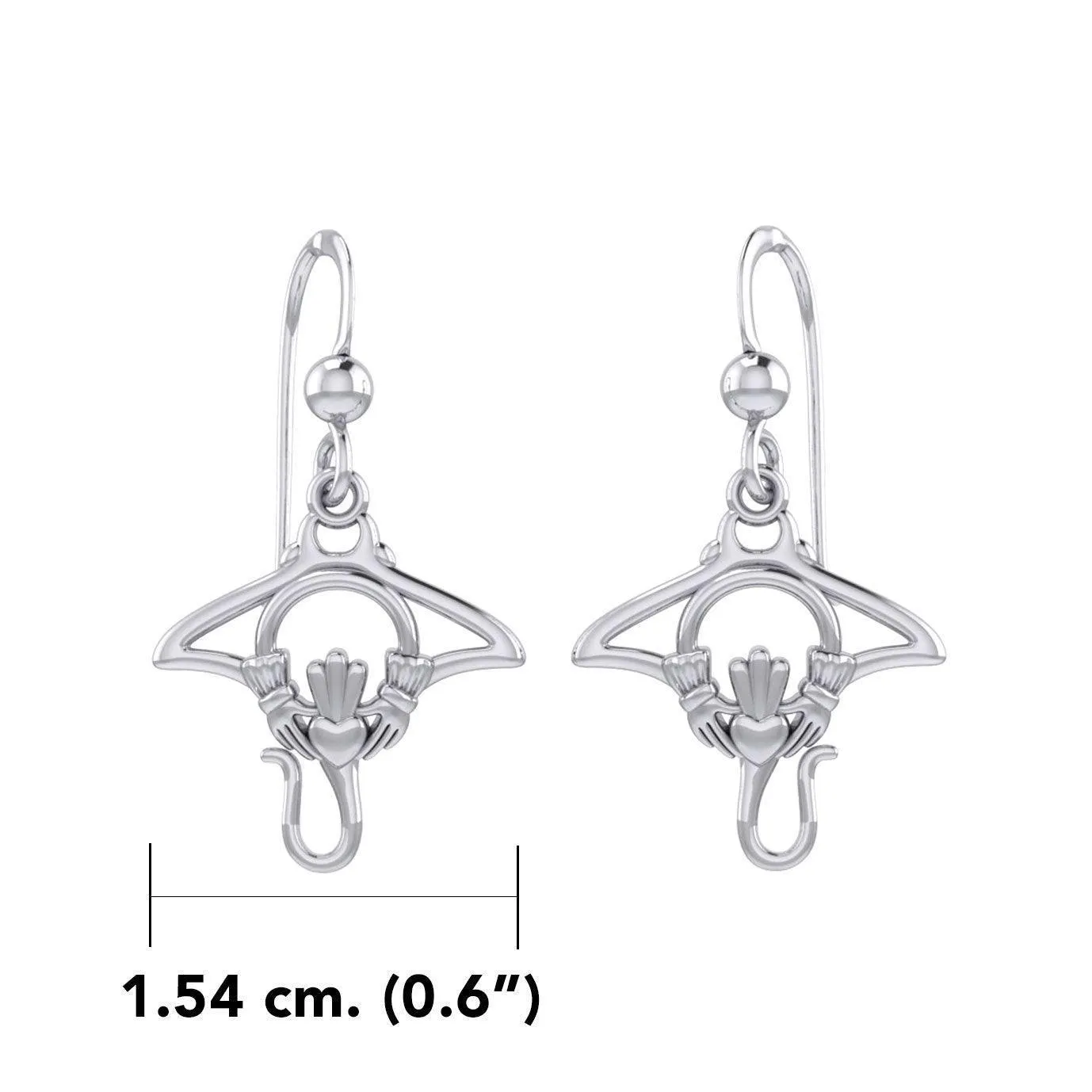 The Manta Ray Silver Earrings with Claddagh Symbol TER2167