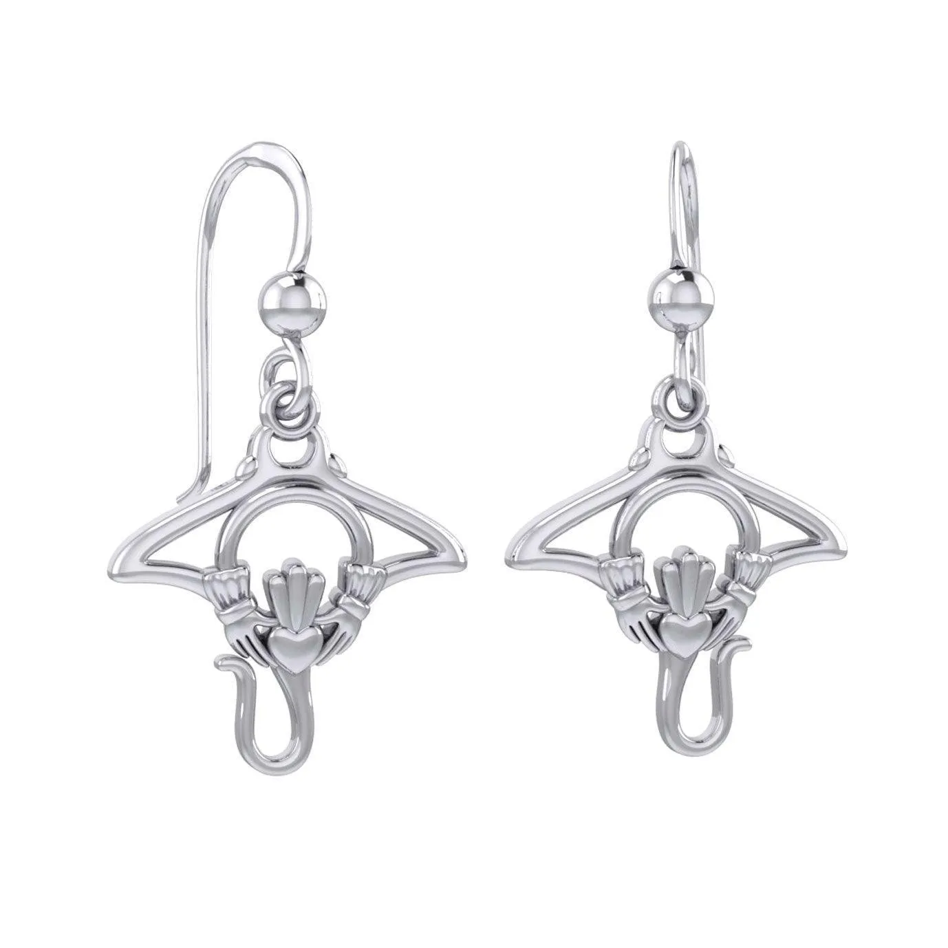 The Manta Ray Silver Earrings with Claddagh Symbol TER2167