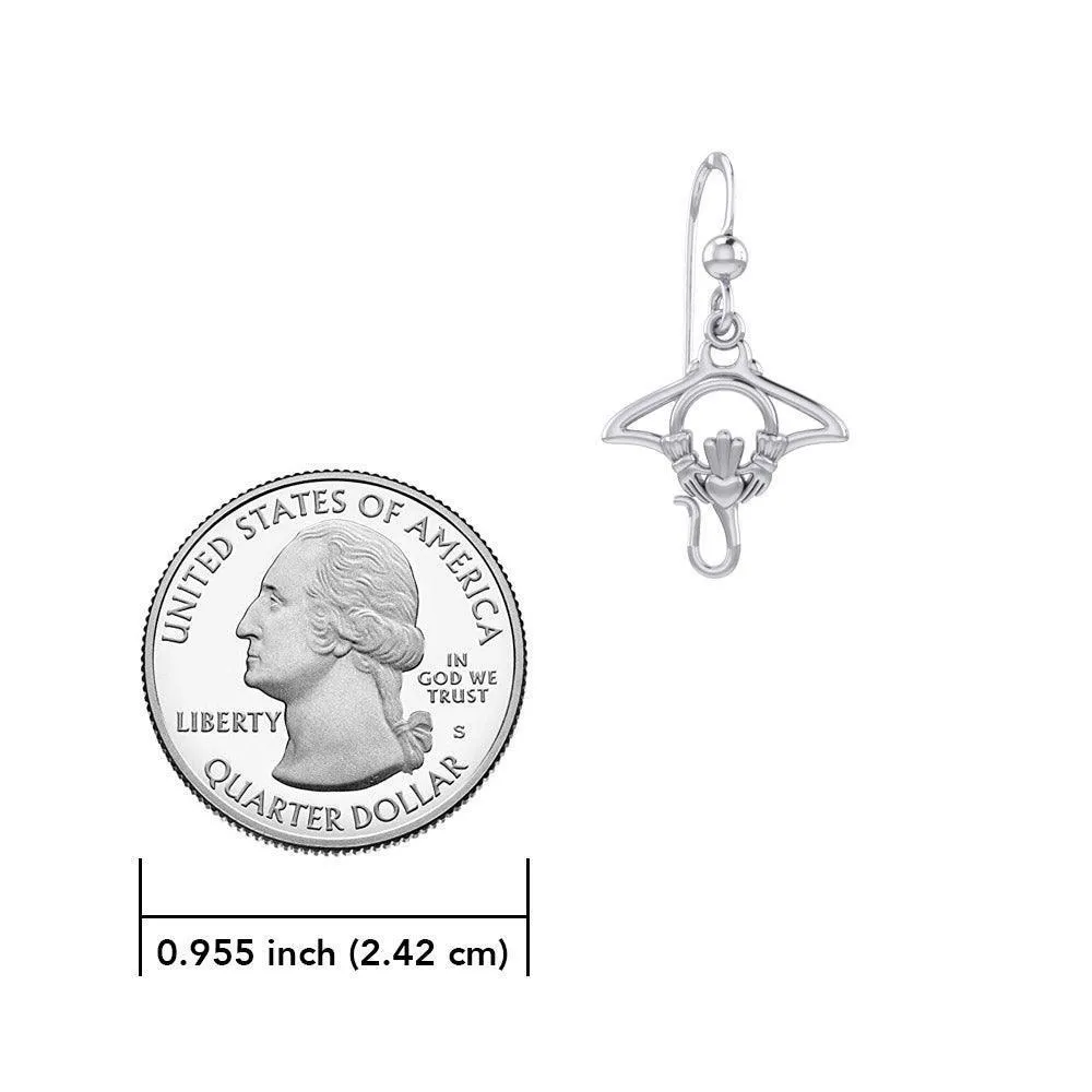 The Manta Ray Silver Earrings with Claddagh Symbol TER2167