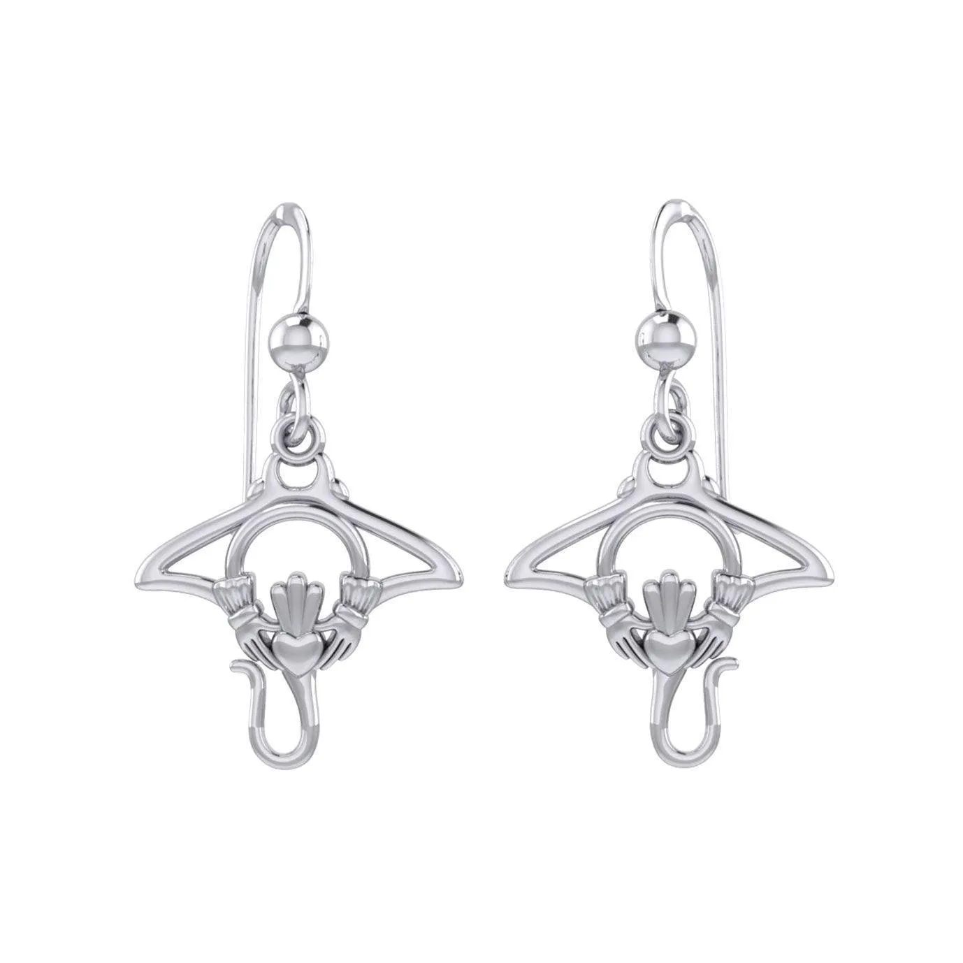 The Manta Ray Silver Earrings with Claddagh Symbol TER2167