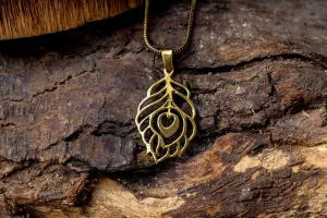 The rain's Peacock - gold brass necklace