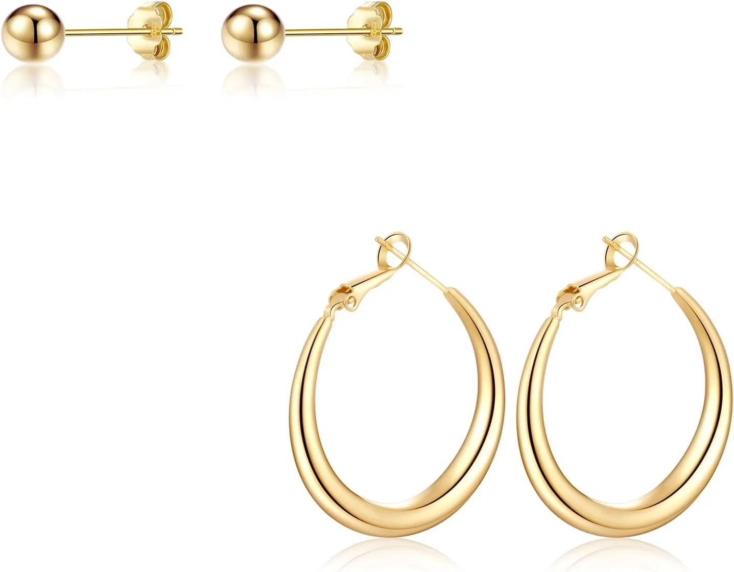 ToHeart 14k Gold Stud earrings Women Hypoallergenic Gold Flat Back Stud Earrings