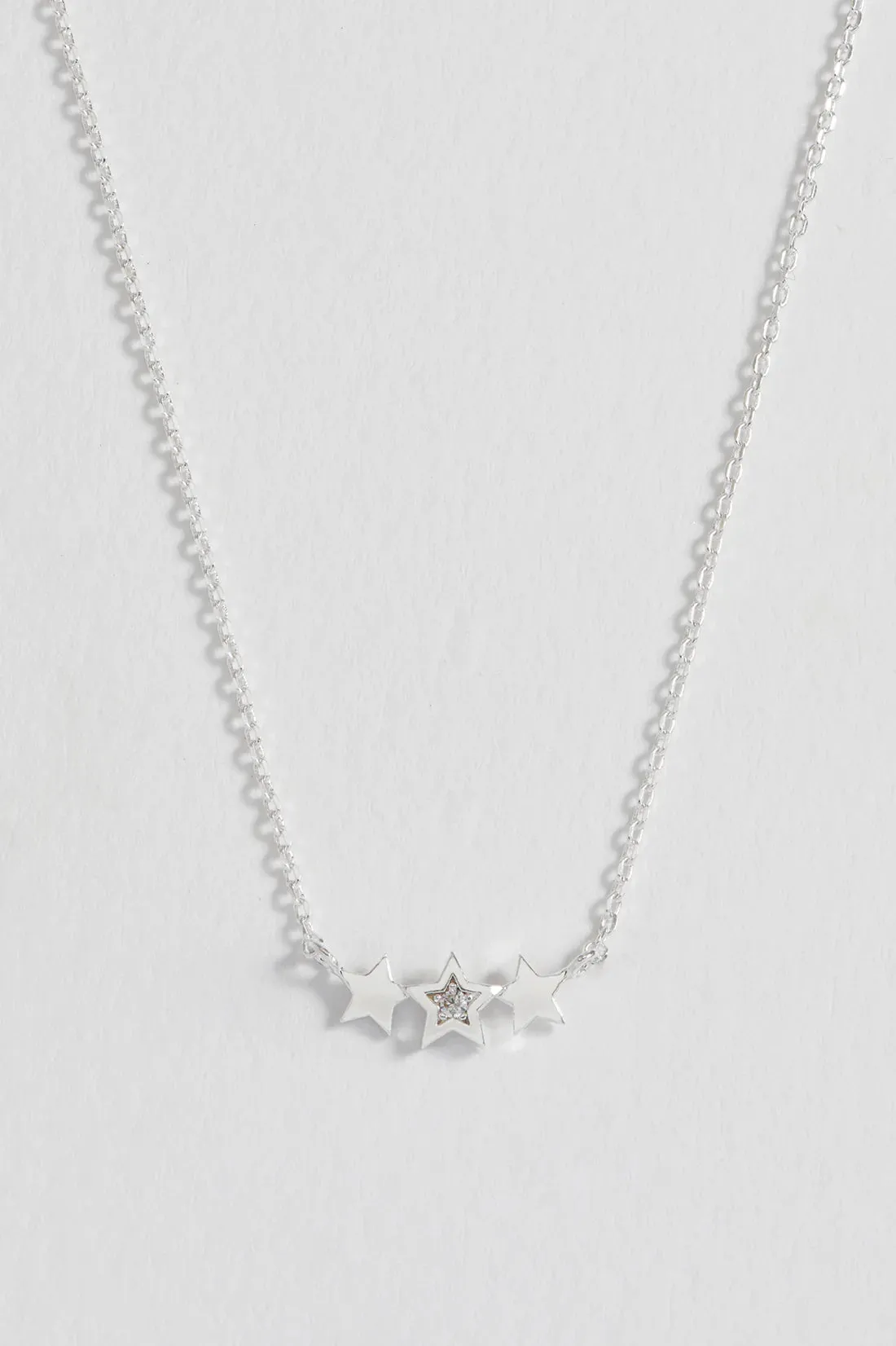 Triple CZ Star Necklace -Silver Plated