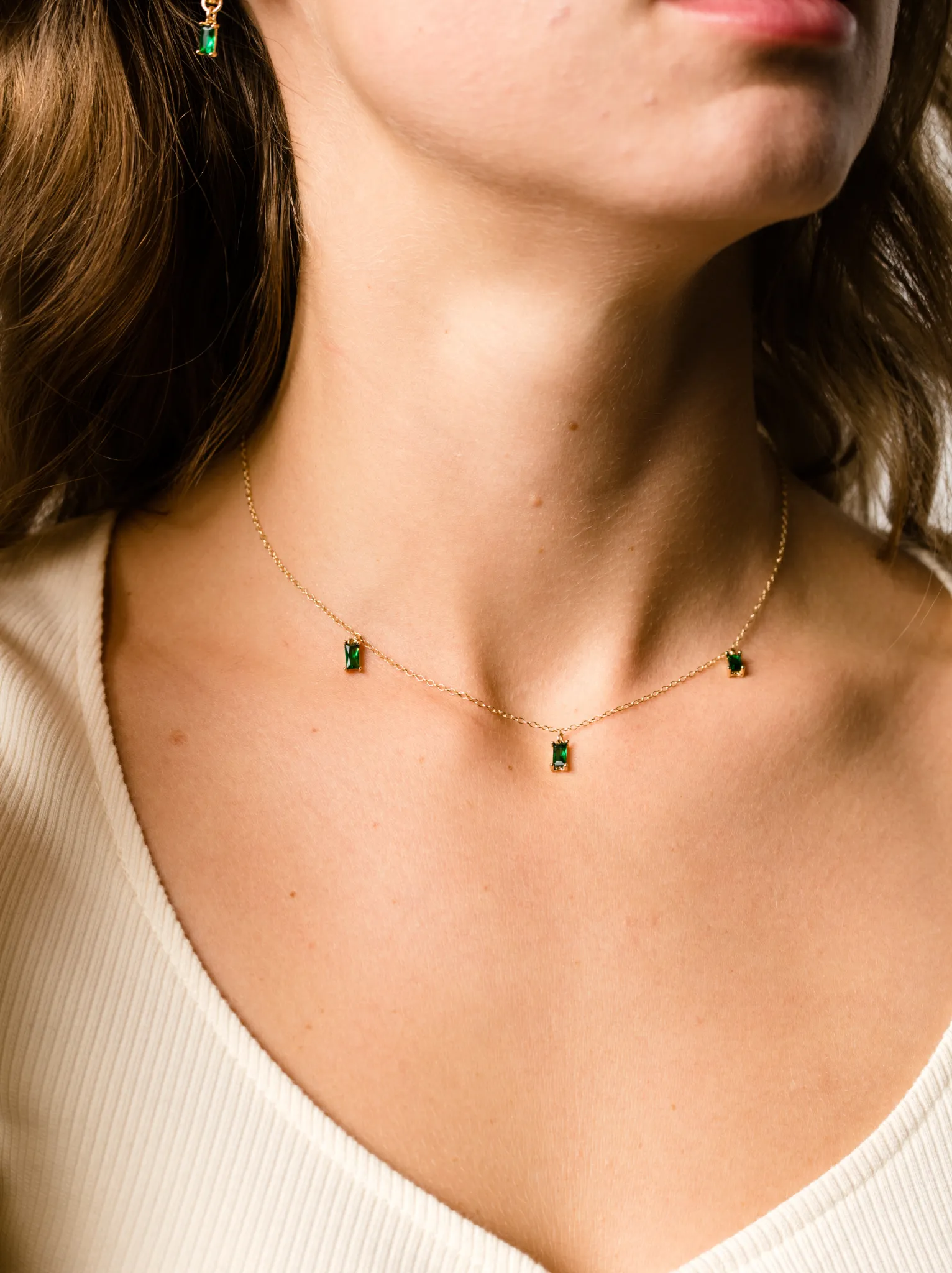 Triple Emerald Drop Necklace