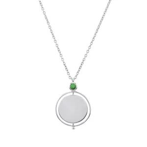 Tsavorite Silver Pivot Disc Pendant Necklace