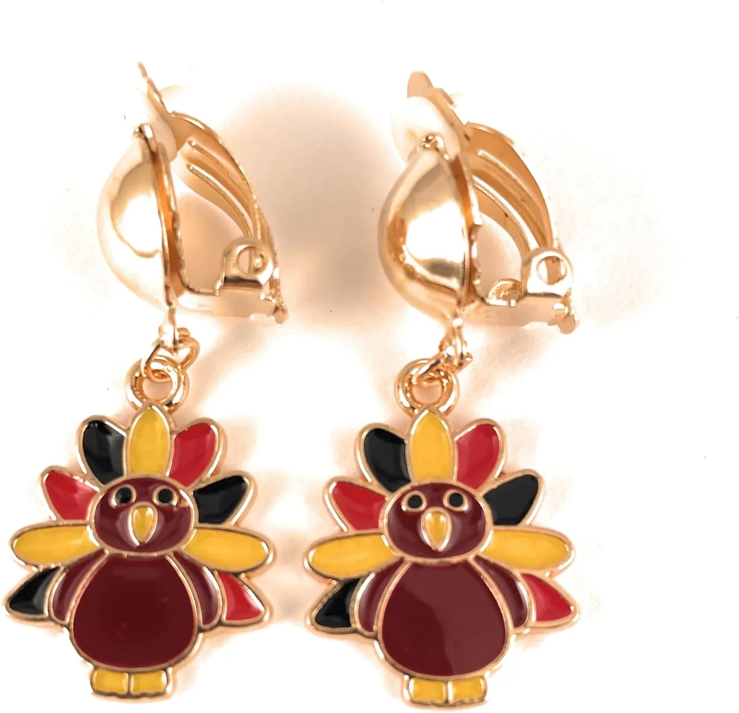 turkey Clip On earrings clips lightweight 1.5 inches long fall autumn thanksgiving turkey clip on earrings