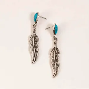 Turquoise Feather Earrings