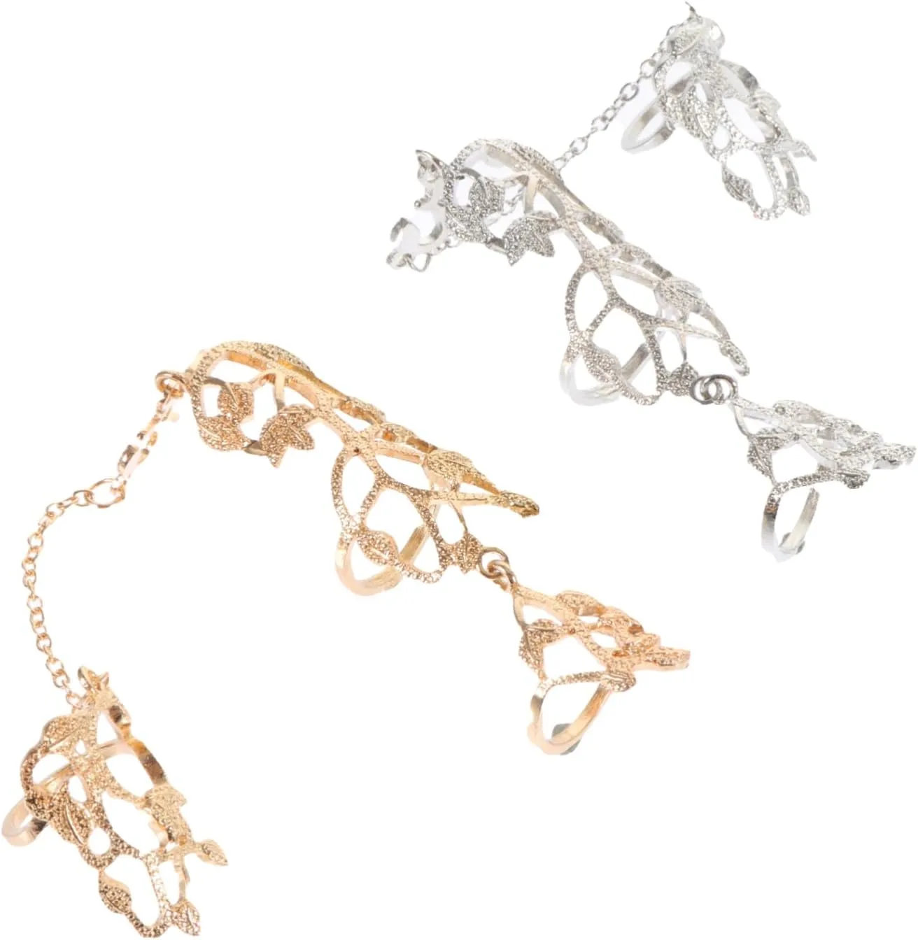 Unique Flower Chain Ring Adjustable Punk Finger Ring Fashion Jewelry Safe Alloy Material Stylish