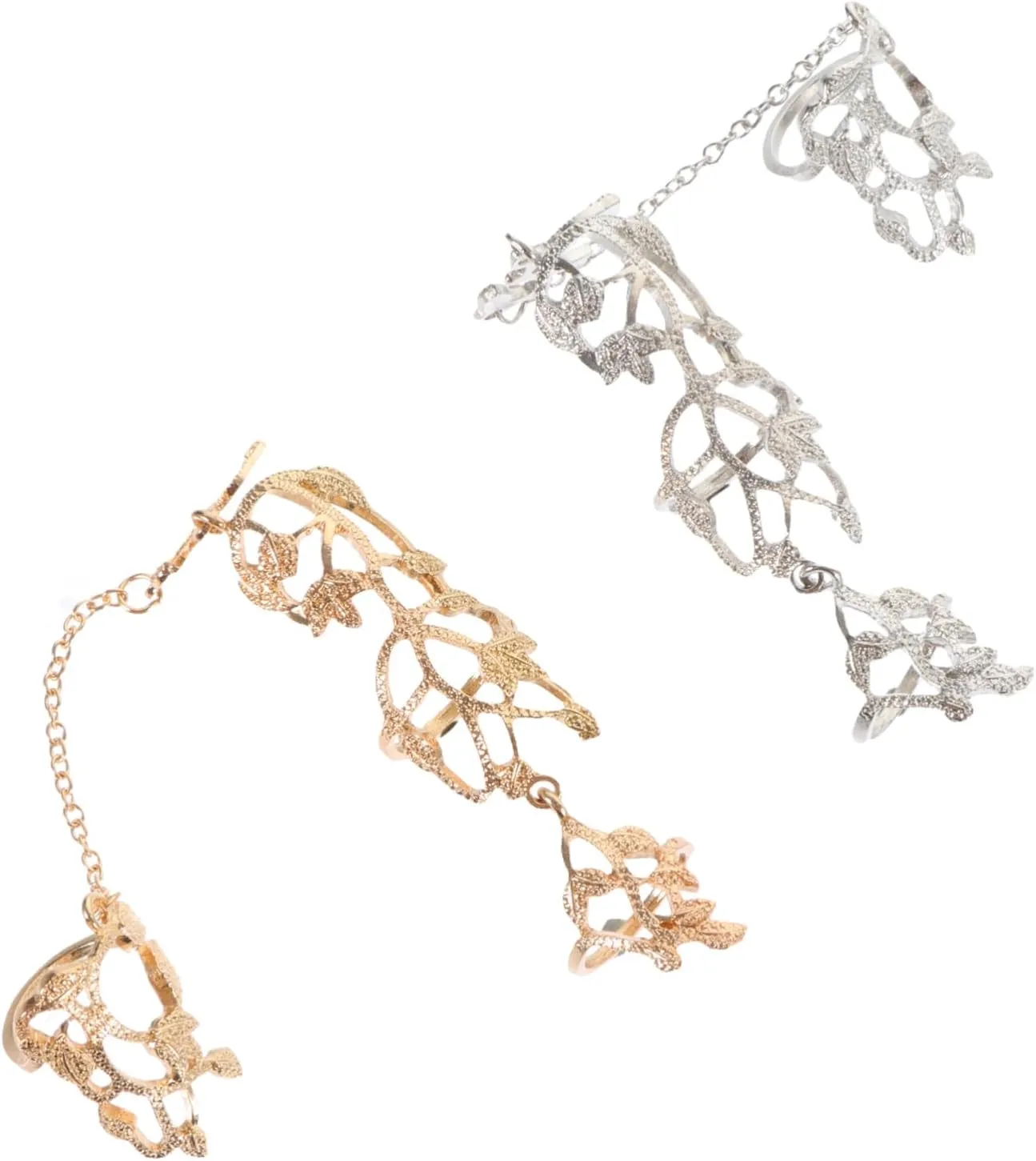 Unique Flower Chain Ring Set Punk Finger Rings Adjustable Design for Men Women