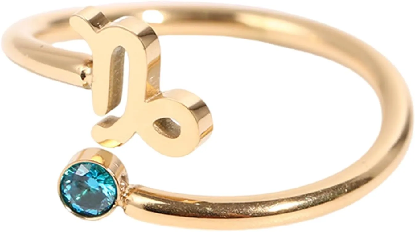 Unique Zircon Constellations Rings Adjustable Fashion Open Rings Statement Jewelry Simple Knuckles Rings
