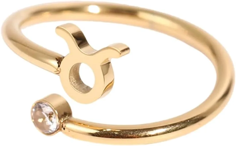Unique Zircon Constellations Rings Adjustable Fashion Open Rings Statement Jewelry Simple Knuckles Rings