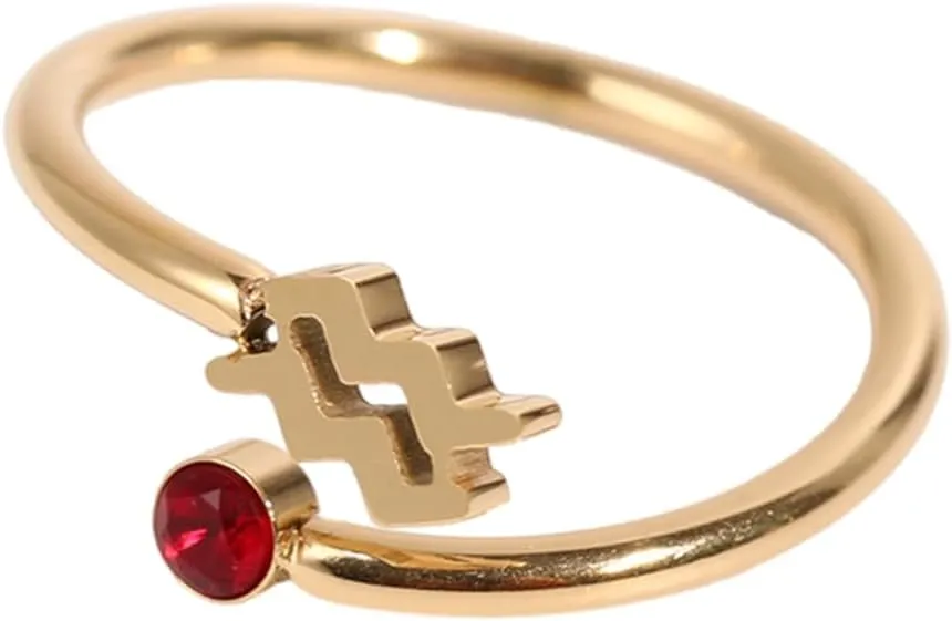 Unique Zircon Constellations Rings Adjustable Fashion Open Rings Statement Jewelry Simple Knuckles Rings
