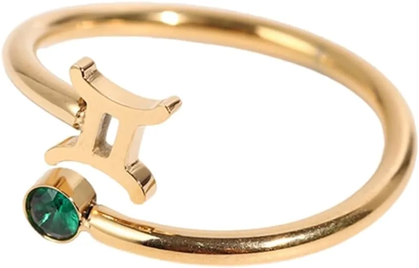 Unique Zircon Constellations Rings Adjustable Fashion Open Rings Statement Jewelry Simple Knuckles Rings