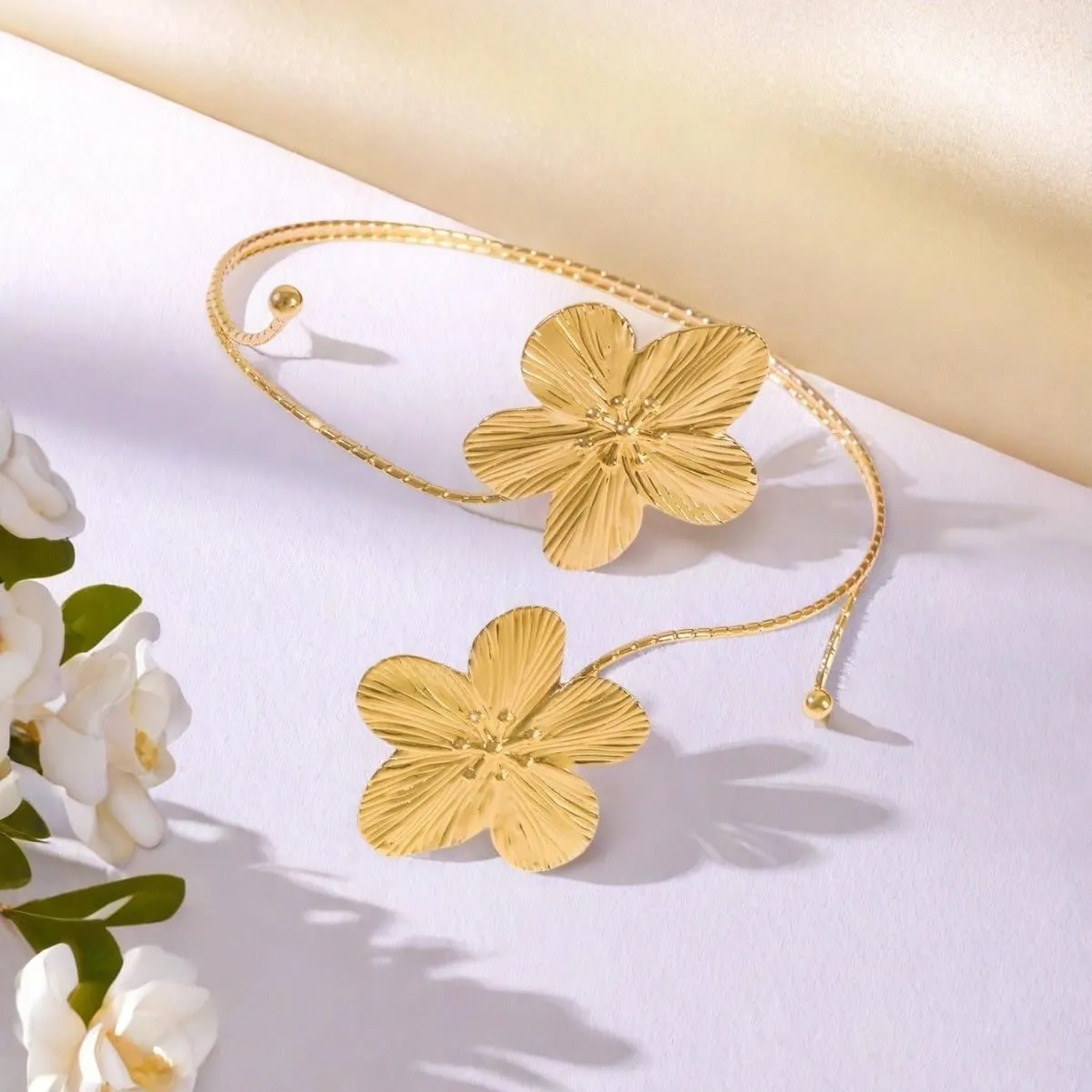 Upper Arm Cuff Bracelets for Women Adjustable Starfish Flower Arm Cuffs Open Bracelets Jewelry