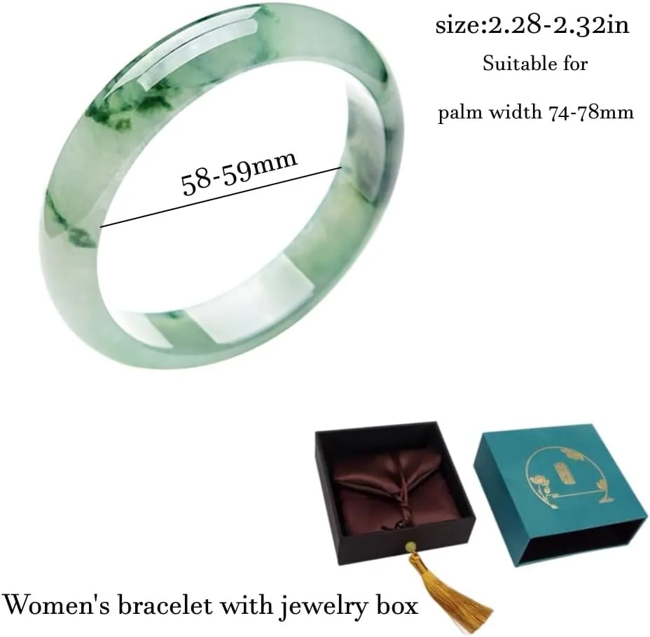 URED Floating Green Jade Bangle Bracelet For Women Narrow Feng Shui Bracelet Good Luck jade Bangle Genuine Healing For Woman Yoga meditation mother gift Birthday good luck