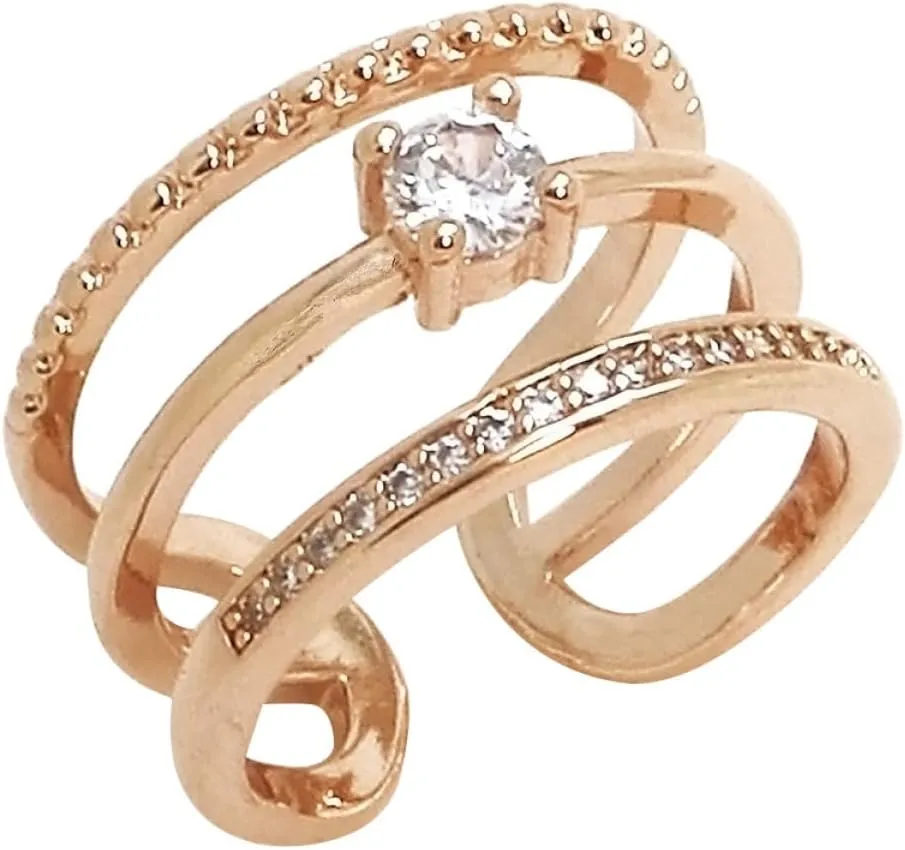VALICLUD Djustable Ring for Women Rhinestone Open Ring Pre-engagement Promise Style in Rose Gold