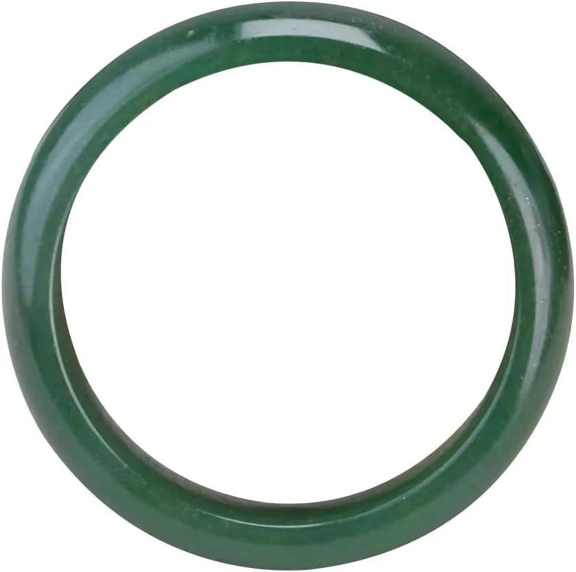 Vesppears Natural Feng Shui Dark Green Jade Bangle Bracelet for Women Genuine Fashionable Safe and Auspicious Fit 58-62mm