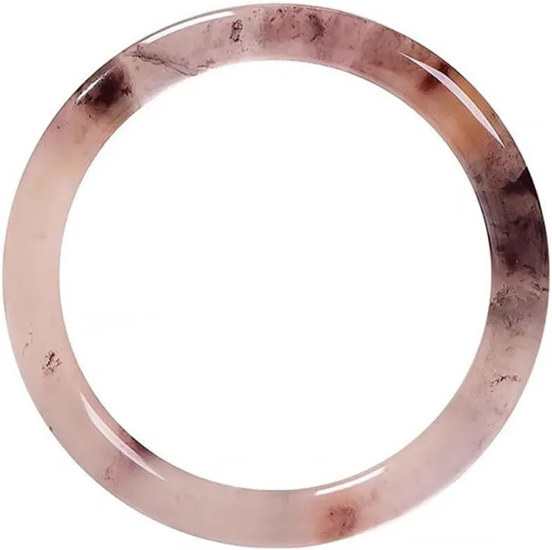 Vesppears Natural Feng Shui Jade Bangle for Women Genuine Purple Bracelet Gold Silk Jade Perfect Auspicious and Safe Fit 58-62mm