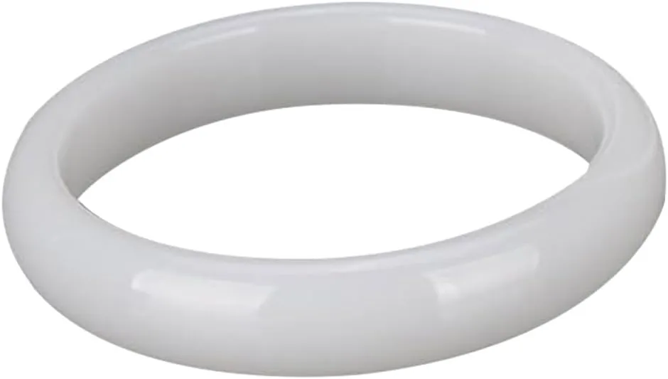 Vesppears Natural Feng Shui White Jade Bangle Bracelet for Women Genuine Fashionable and Auspicious Fit 58-62mm