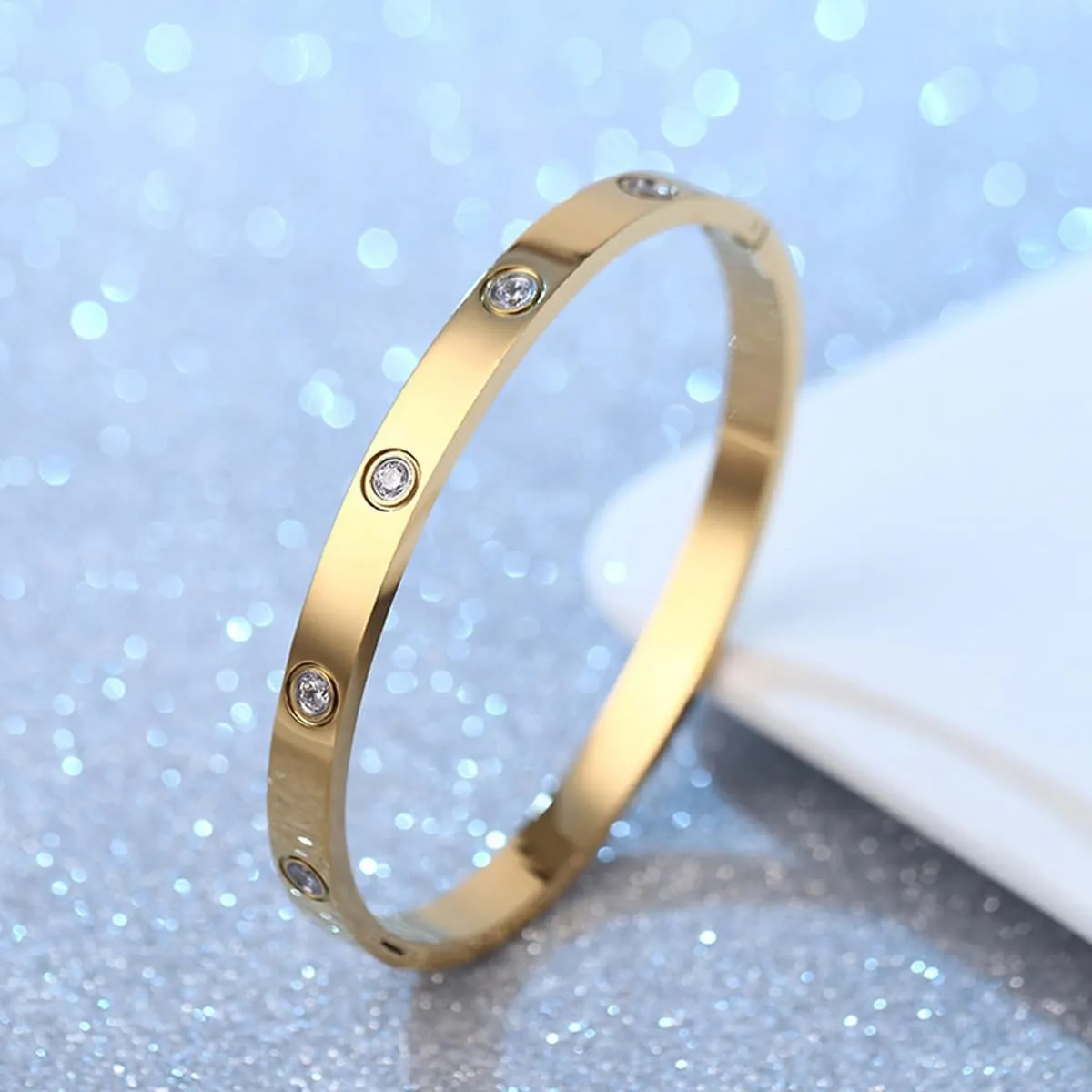 Vessantara Friendship Bracelets for Girls,2 Pack Gold Plated Cubic Zirconia Bracelets for Women Golden Stackable Bracelets Best Gifts for Her Girlfriend Sister Daughter