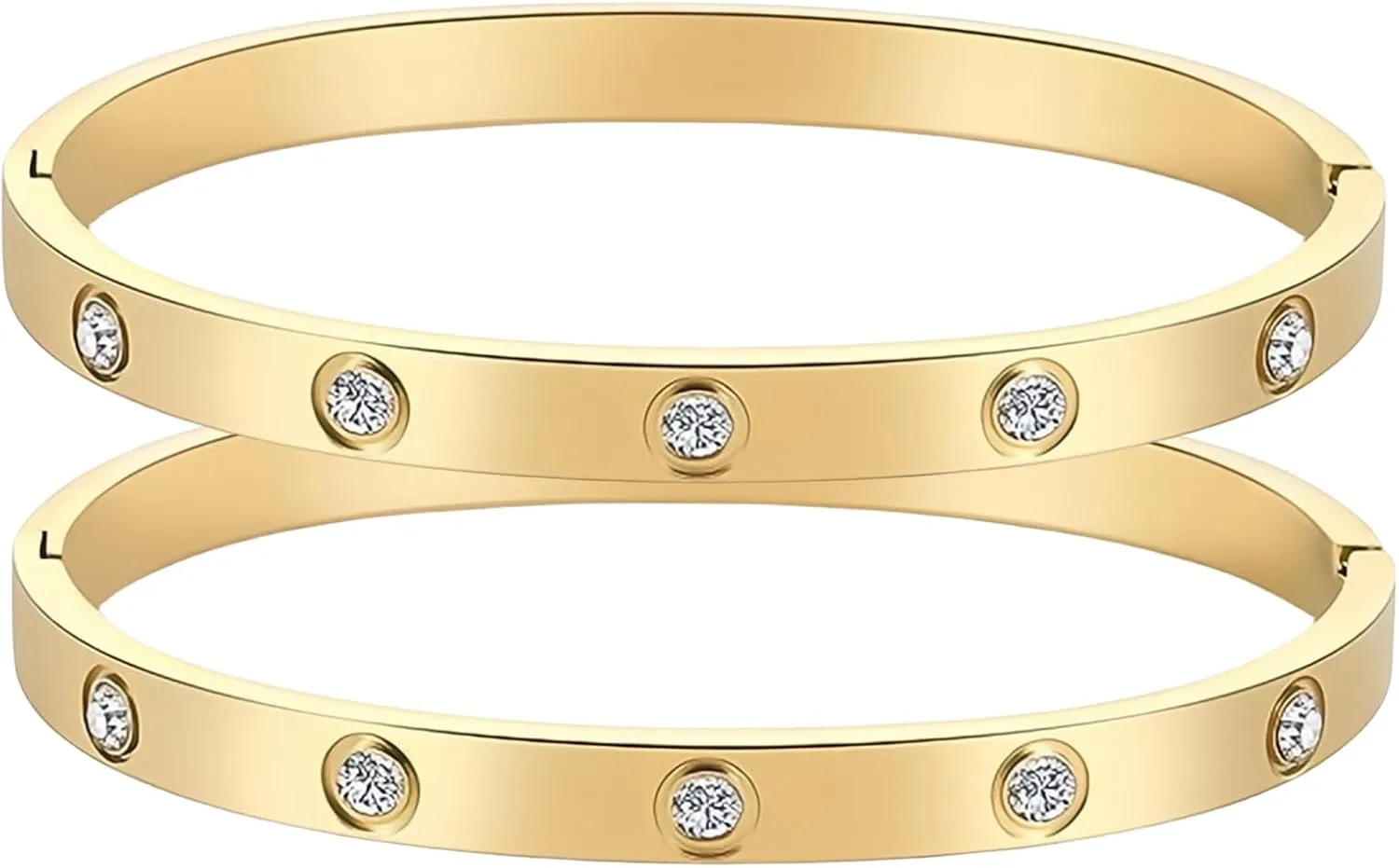 Vessantara Friendship Bracelets for Girls,2 Pack Gold Plated Cubic Zirconia Bracelets for Women Golden Stackable Bracelets Best Gifts for Her Girlfriend Sister Daughter