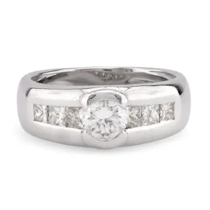 Vintage French Diamond 18K White Gold Thick Band Vintage French Diamond 18K White Gold Thick Band