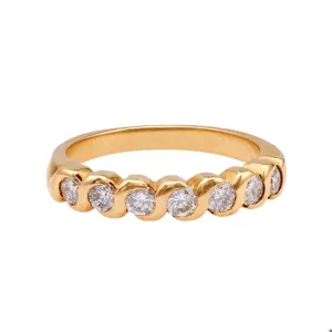 Vintage French Diamond 18k Yellow Gold Half Eternity Band