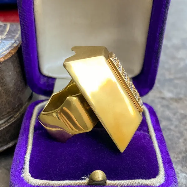 Vintage Geometric Pave Diamond Ring