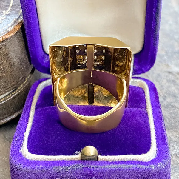 Vintage Geometric Pave Diamond Ring