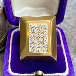 Vintage Geometric Pave Diamond Ring