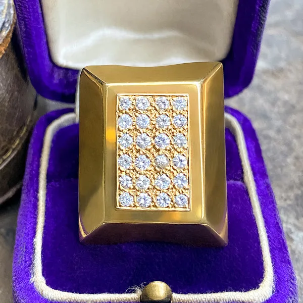 Vintage Geometric Pave Diamond Ring