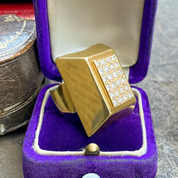 Vintage Geometric Pave Diamond Ring