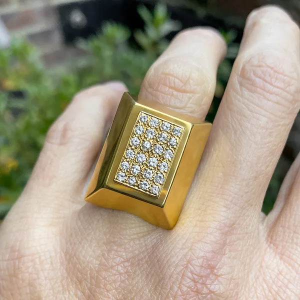 Vintage Geometric Pave Diamond Ring
