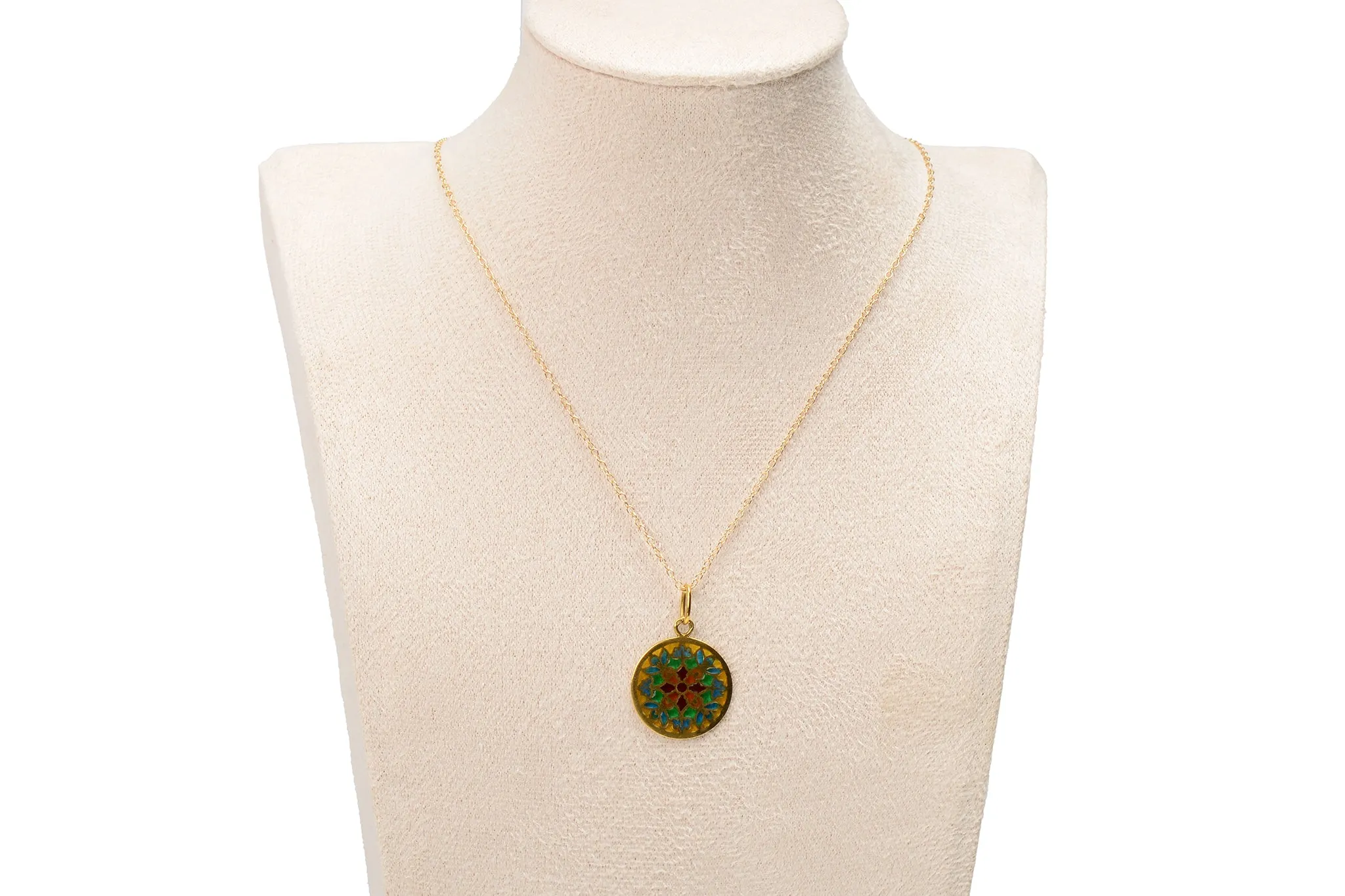 Vintage Plique A Jour Enamel Pendant