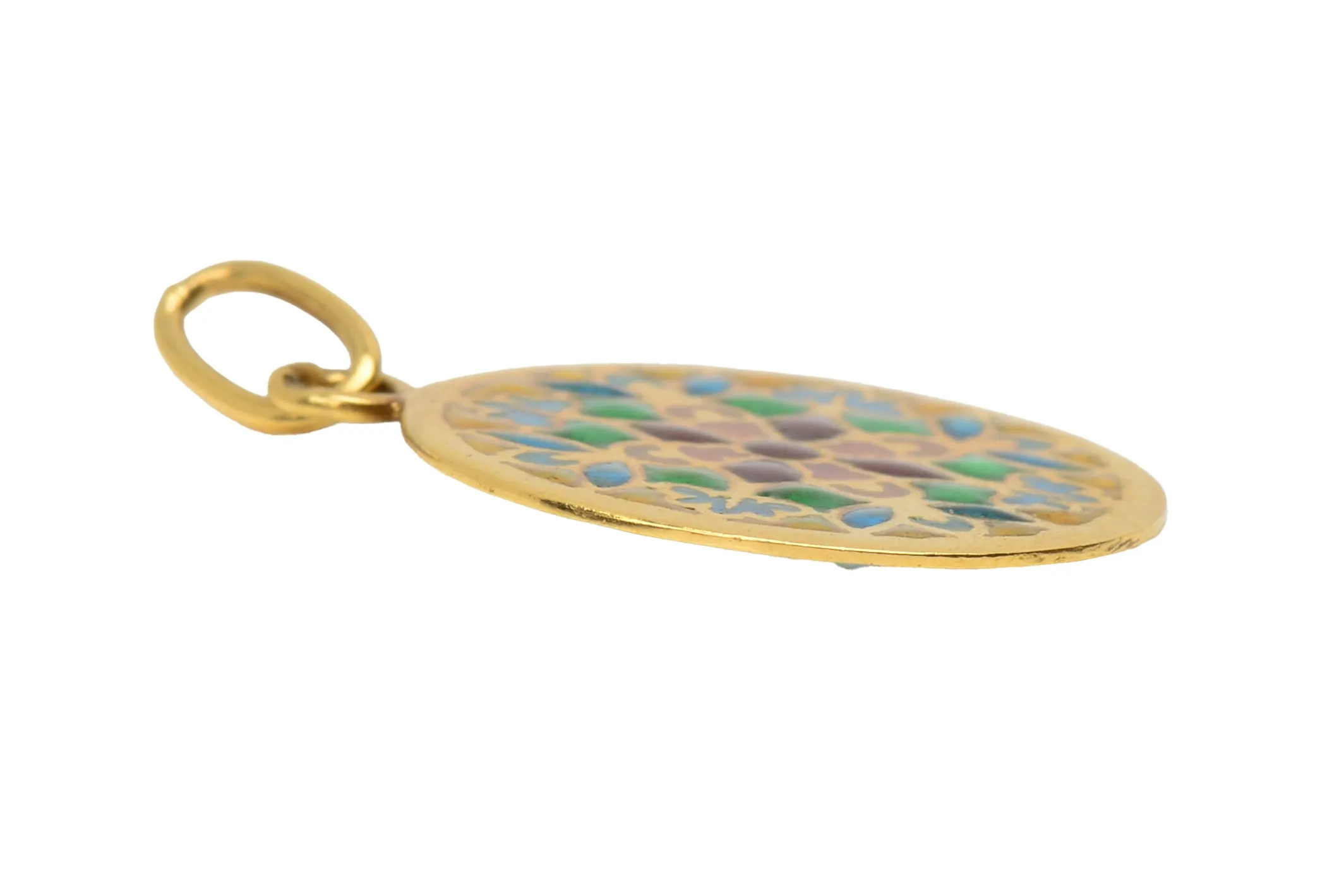 Vintage Plique A Jour Enamel Pendant