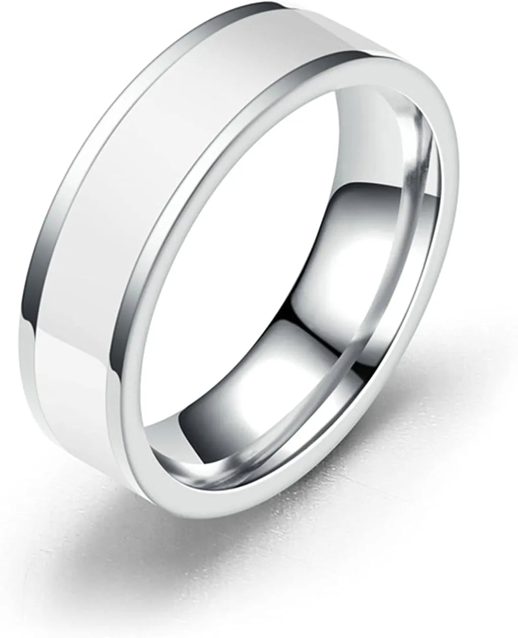 Wedding Band, Silver White Womens Wedding Bands Silver Black Wedding Bands for Men Stainless Steel Black White Line Shape