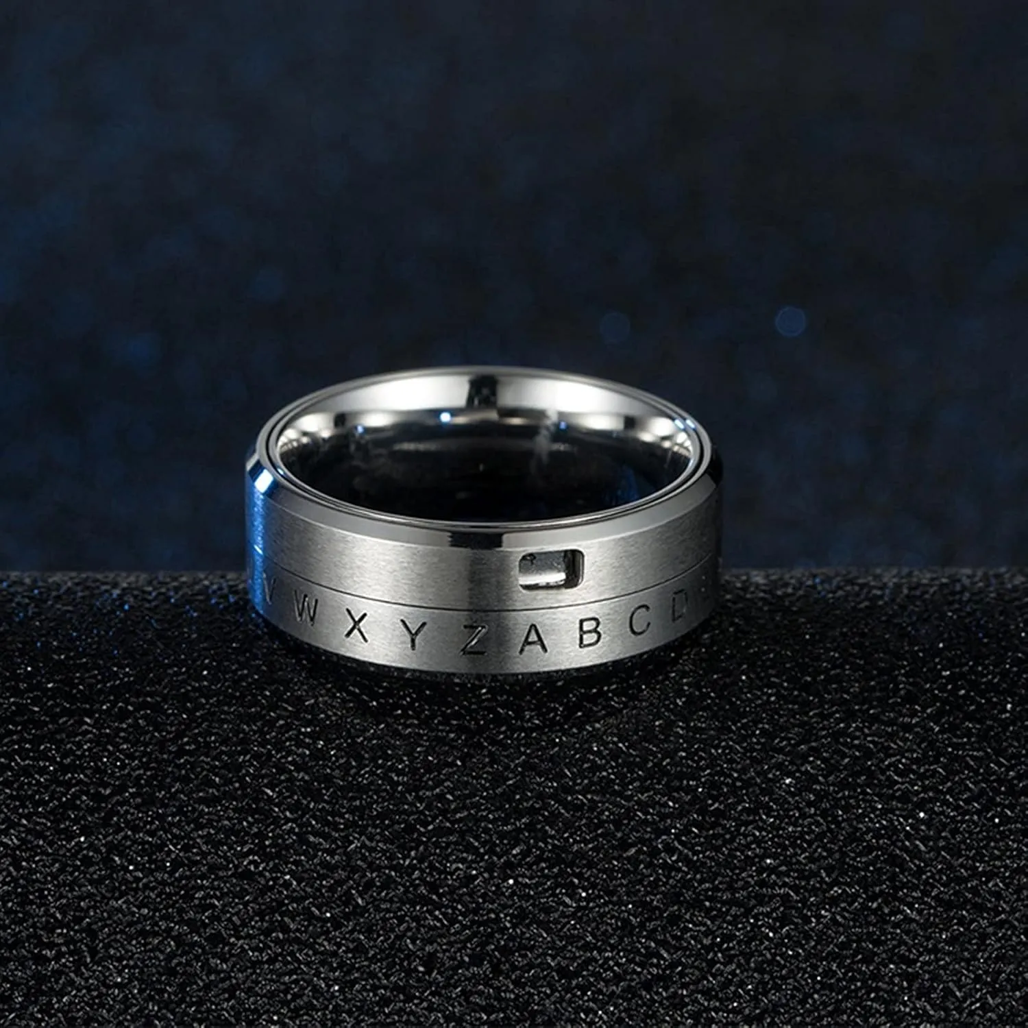 Wedding Bands, Silver Wedding Band for Women Gold Wedding Bands for Men Stainless Steel Letter and Number