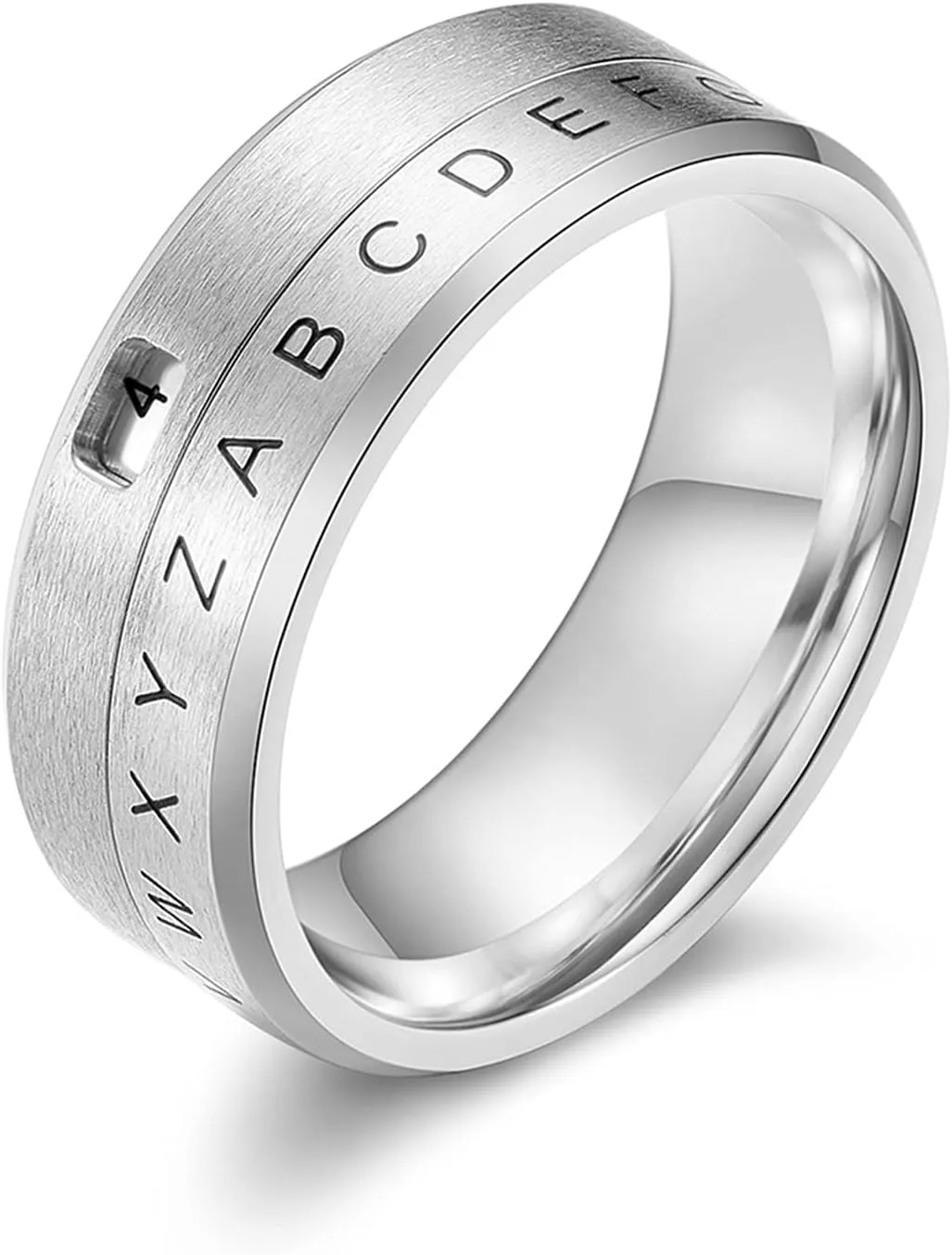 Wedding Bands, Silver Wedding Band for Women Gold Wedding Bands for Men Stainless Steel Letter and Number