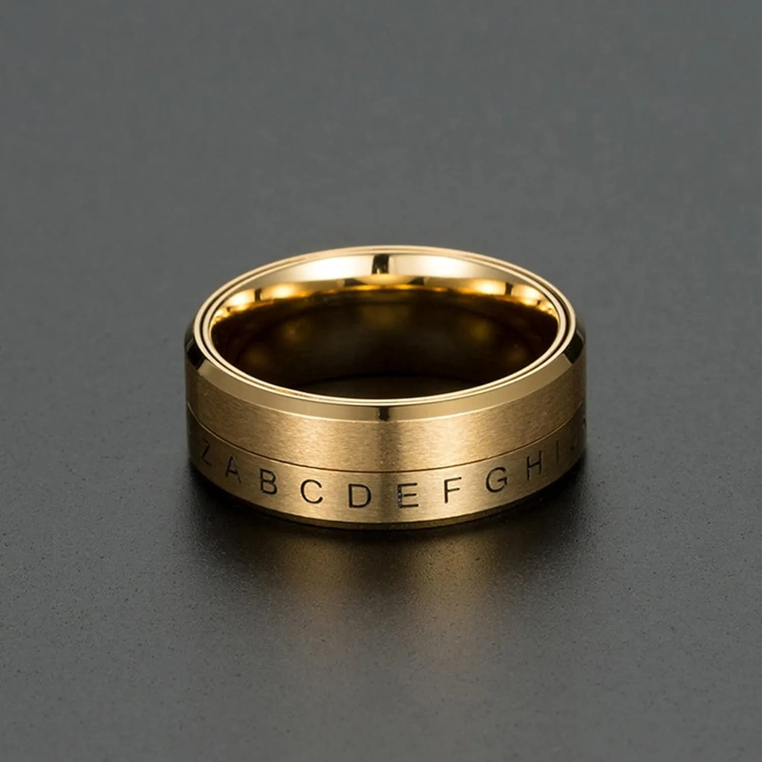 Wedding Bands, Silver Wedding Band for Women Gold Wedding Bands for Men Stainless Steel Letter and Number