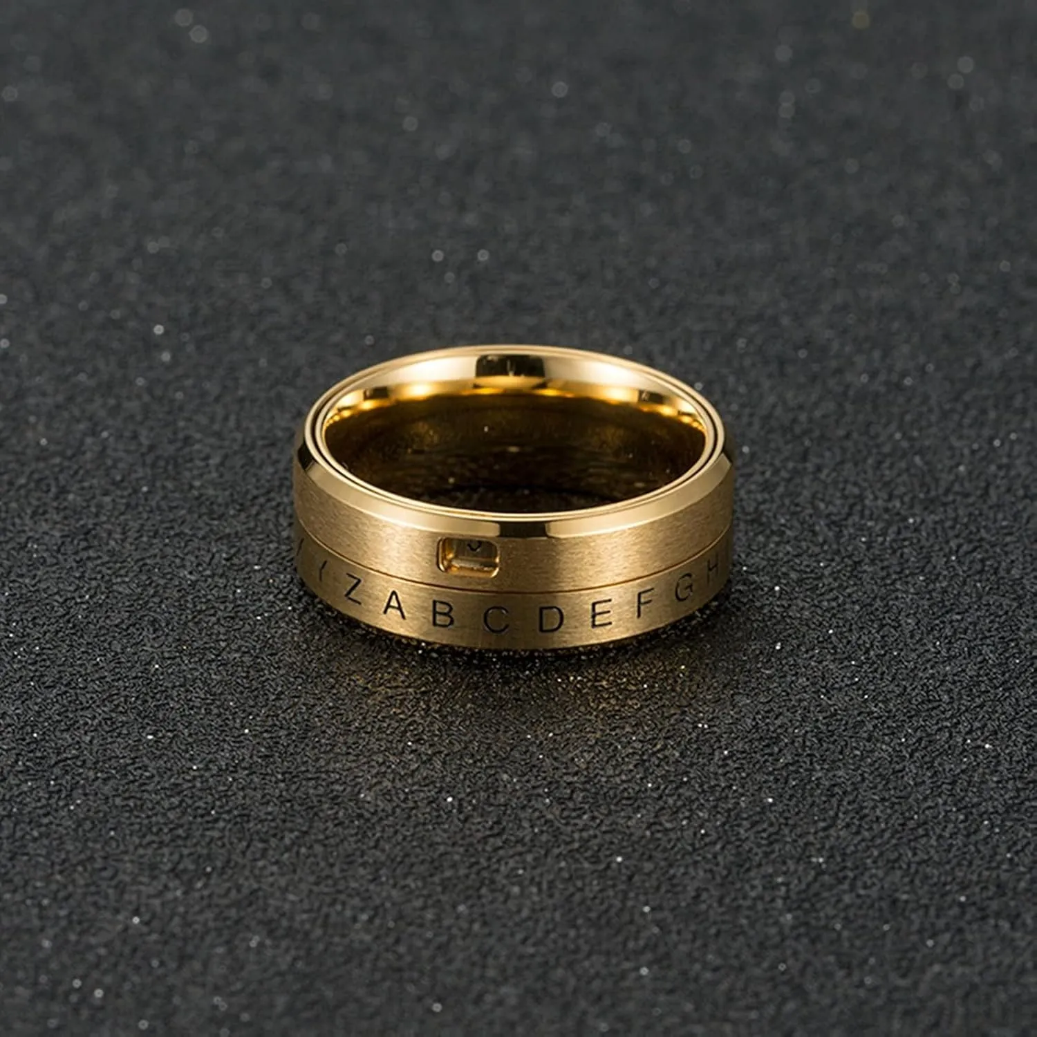 Wedding Bands, Silver Wedding Band for Women Gold Wedding Bands for Men Stainless Steel Letter and Number