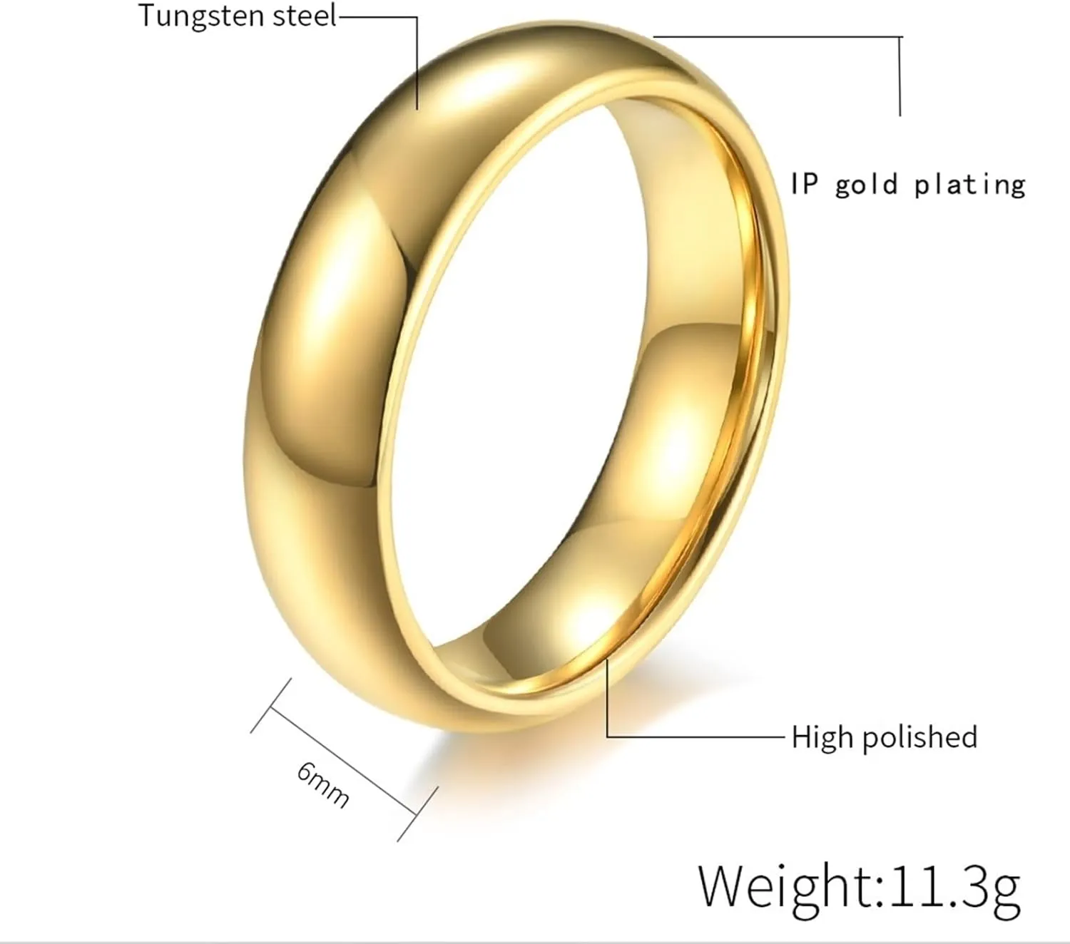 Wedding Bands Unique, Men's Wedding Bands Tungsten Carbide 2PCS Gold Polished Ring 6mm Size Women 6 Men 7 for Couple Anniversary Jewelry