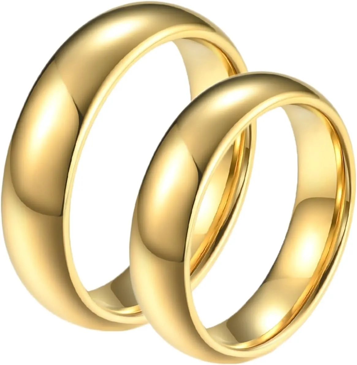 Wedding Bands Unique, Men's Wedding Bands Tungsten Carbide 2PCS Gold Polished Ring 6mm Size Women 6 Men 7 for Couple Anniversary Jewelry
