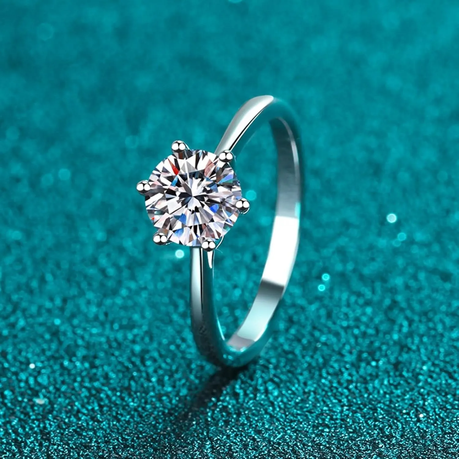 Wedding Bands Women, Ladies Wedding Bands Round Shape White Gold with Moissanite 925 Sterling Silver
