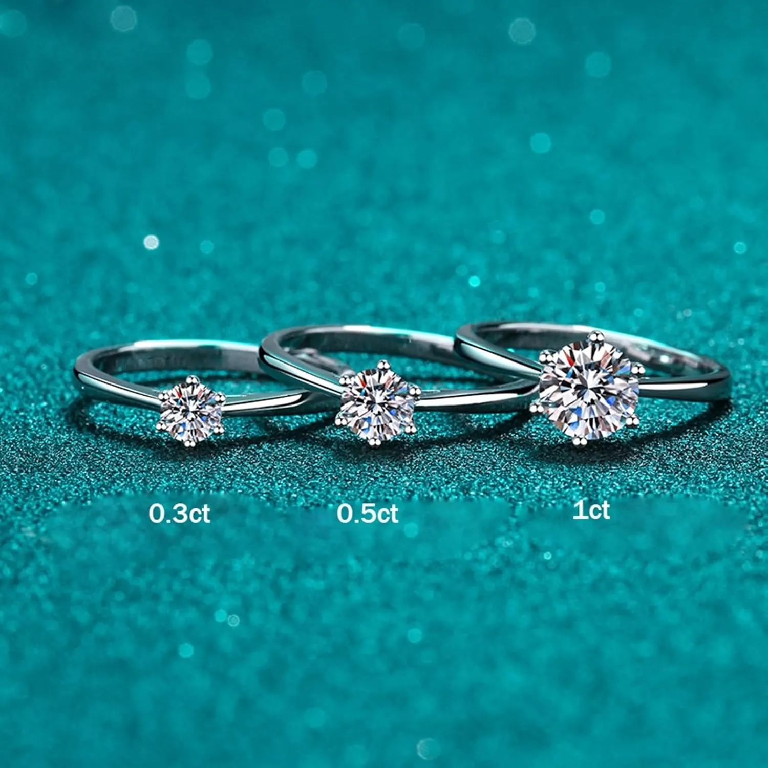 Wedding Bands Women, Ladies Wedding Bands Round Shape White Gold with Moissanite 925 Sterling Silver