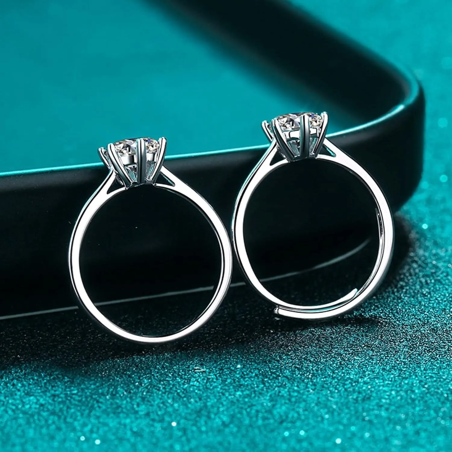 Wedding Bands Women, Ladies Wedding Bands Round Shape White Gold with Moissanite 925 Sterling Silver