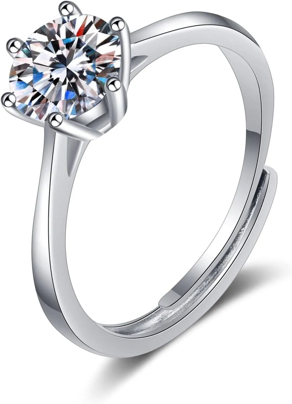 Wedding Bands Women, Ladies Wedding Bands Round Shape White Gold with Moissanite 925 Sterling Silver