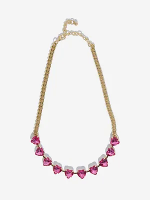 Westside Accessories Pink Diamante Heart Necklace