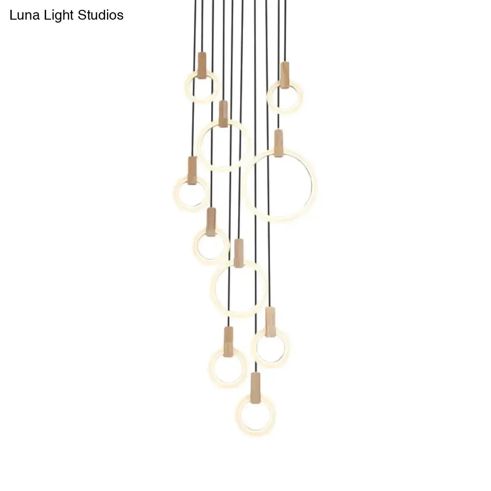 White Acrylic Cluster Pendant Light with 10 Heads - Simple Living Room Ceiling Lamp